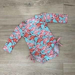 NEW Ruffle Butts Fab Flamingo One Piece Rashguard Swim Suit